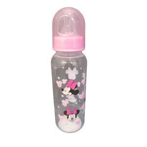Disney Minnie Mouse Baby Bottle Girls Pink 9 Oz Medium Flow Silicone Nipple Lid